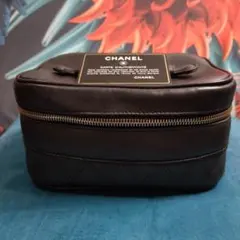 CHANEL ブラックレザー バニティバック　ギャランティカードあり
