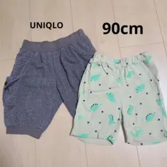 ハーフパンツ　短パン　2枚セット　男の子　UNIQLO　恐竜柄