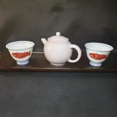 煎茶道具　白磁　唐華文　涼炉　台付　平安　春峰　共箱　煎茶　茶道具　京焼　陶芸 播州庵】平安春峰 染付 煎茶碗 5客 ◇箱なし 煎茶道具