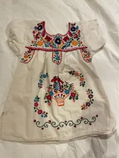 メキシカン刺繍　コットンワンピース 95cm未満