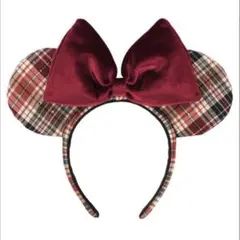 ディズニー ミニー 赤チェック柄 カチューシャ