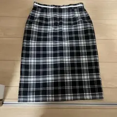 チェック柄 タイトスカート ウエスト腰ゴム
