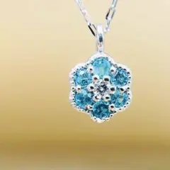 期間限定出品 パライバトルマリン ダイヤモンドネックレス PT 花 