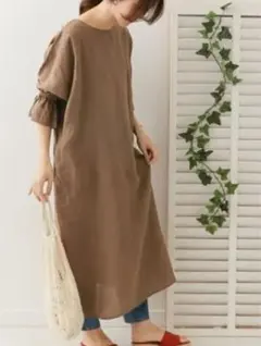 アーバンリサーチドアーズ　 リネンロングワンピース キャンディスリーブ袖