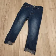 【petit main 】デニムパンツ 100cm フリンジ裾