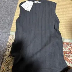 ノースリーブ ニット ブラック リブ編みのサムネイル