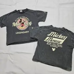 【まとめ売り】ミッキー Tシャツ ダークグレー　ヴィンテージ加工　２枚セット