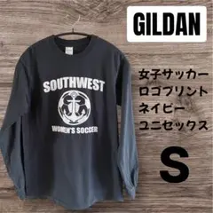 アメリカ古着 ＊GILDAN＊ネイビー＊女子サッカーロゴ＊長袖 Tシャツ＊Ｓ