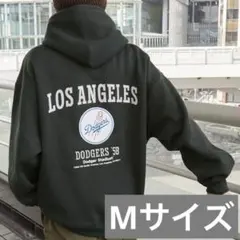 【別注】 MLB公式 ドジャース ロゴ刺繍バックデザイン裏起毛フーディーパーカー