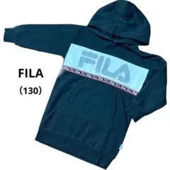 『FILA』フィラ （130） パーカー　胸元メッシュ 内部ビッグロゴ　ブラックのサムネイル