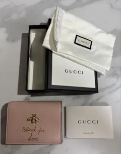 値下】GUCCI グッチ 三つ折り財布 ピンクベージュ アニマリエ ハチ