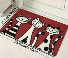 猫柄マット　40×60cm レッド