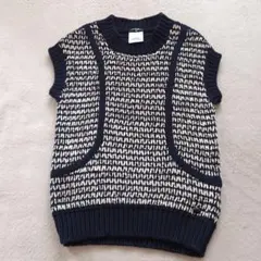 【美品】CHANEL シャネル ツイード ニットベスト フード付き 紙袋付 美品】CHANEL シャネル ツイード ニットベスト フード付き 紙袋