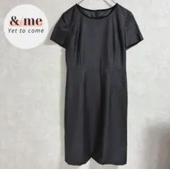 美品　アリスバーリー　半袖ワンピースひざ丈　ウール100% チャコールグレー　M