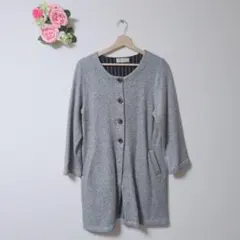 ★美品★Golden Bear グレーのボタン付きカーディガン【L】