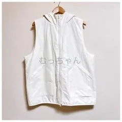 【美品】 ジーナシス フード付き ダブルジップ ベスト アウター ナイロン 綿