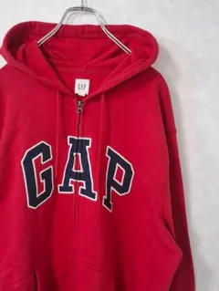 GAP 赤 ジップアップパーカー 裏起毛 XL