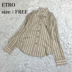 エトロ 長袖シャツ ストライプ ワンポイント ロゴ刺繍 ４０