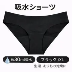 ショーツ　吸水　おりもの　サニタリー　生理　インナー　ノーマル　ブラック　XL