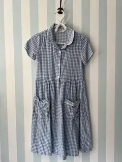 キッズ　H&M 半袖ワンピース 140 水色チェック