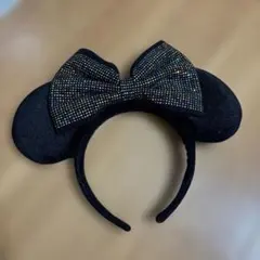 ミニーマウス カチューシャ スパンコール ブラック マルチカラー