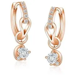 ピアス レディース 人気 上質ジルコニア 誕生石 フープ ピアス 揺れる 18k