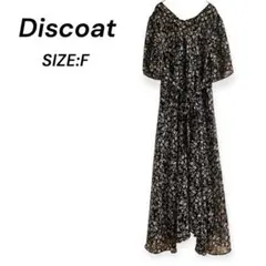 Discoat◆ワンピース F ブラック 花柄 ロング フレア ウエストリボンのサムネイル