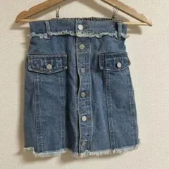 デニムブルー フリンジヘム タイトスカート