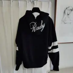 Radyスウェット フーディ　パーカー　黒×白　Ｓ