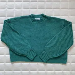 AZUL by moussy グリーン ニットセーター 長袖