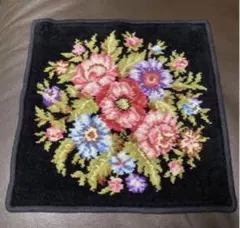 フェイラー タオルハンカチ　花柄　黒　アネモネ　大判