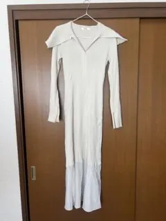 SNIDEL アイボリー ニットロングワンピース