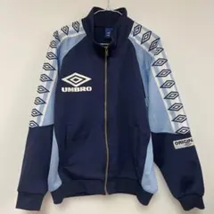 90s アンブロ UMBRO トラックジャケット ジャージ 青タグ 刺繍 紺 L