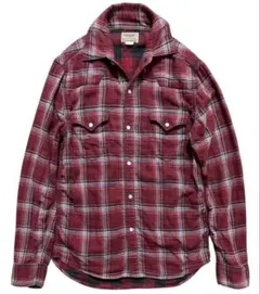 ドゥニーム ダブルガーゼ チェック柄 ウエスタンシャツ 長袖シャツ M レッド系