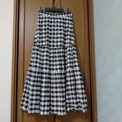 SLOBE iENA チェック柄ロングフレアスカート