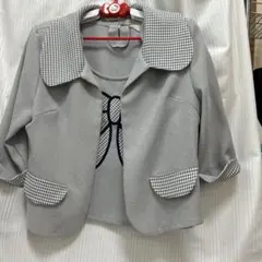 オプティ七分袖　ジャケットリボン　レディースのサムネイル