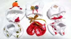 +*)様 10cm小さなぬい用・お正月服(フード＆ポンチョ)３種セット