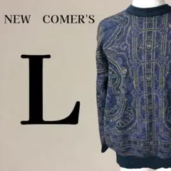 【美品】NEW COMER'S RENOWN 総柄 ニット アルパカ L あ