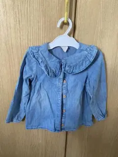 H&Mデニムシャツフリル襟シャツ 92cm