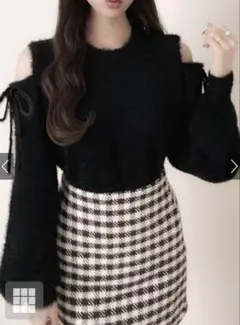 grl ショルダーオープンシャギーニットトップス kz490