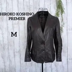 ヒロココシノ♪ プレミエ 極上 羊革 テーラードジャケット濃茶 M 難有