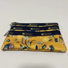 Lesportsac 3ZIP ポーチ イエロー