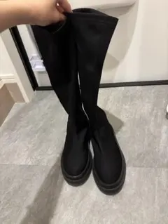 Chico ストレッチ　ブラックロングブーツ 厚底