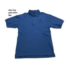 Ash Cityカナダ製 刺繍ロゴポロシャツLブルー系 Mercanti企業ロゴ