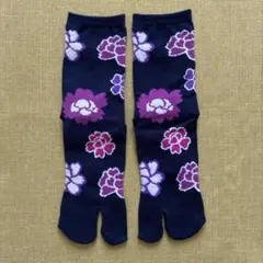 花柄 足袋ソックス 紺色
