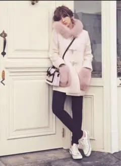 ファー付きダッフルコート ホワイト