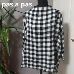 pas a pas ギンガムチェック　ビッグシャツ ウール混