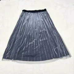 yt365 良品✨ミモレ丈フレアプリーツスカート チュール LL 大きいサイズ