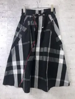 00’s ウエストリボン ファスナーポケット チェック柄 切替 フレアスカート