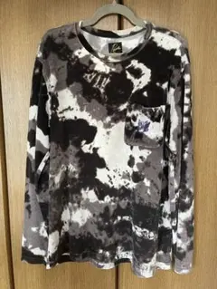 ニードルス charcoal別注 ペイント 刺繍ロゴ ポケットTシャツ S